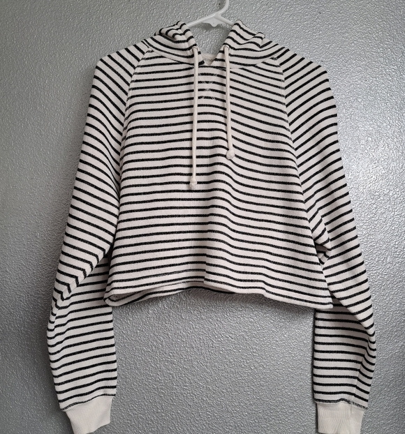 Divided Navy & Blue Striped Cropped Hoodie - Picture 1 of 3
